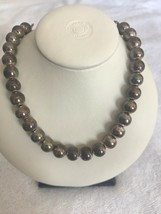 Vintage silver? Bead pearl necklace not marked 18 inch Mid Century Modern - £31.25 GBP