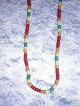 New Red Blue Beige Color Wooden Coco Beads Jewelry 18&quot; Surfer Beaded Necklace - £4.74 GBP