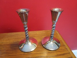 VALERO SPAIN SILVERPLATE PAIR OF CANDLEHOLDERS 6&quot; TALL [OFFICE*] - $74.25