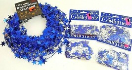Hanukkah Patriotic 4th of July Blue Garland &amp; Table Confetti All New - $22.43