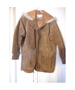 Hooded Leather Winter Coat Size M Zip front by d Linea - $30.00