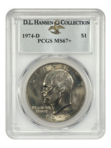 1974-D $1 PCGS MS67+ ex: D.L. Hansen - $7,007.28