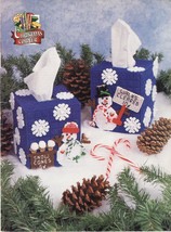Plastic Canvas Enterprising Snowmen Tissue Cover Banner Basket Ornaments Pattern - £7.98 GBP