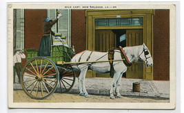Milk Cart Maid Horse Wagon New Orleans Louisiana 1934 postcard - $6.44