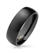 Satin Black Wedding Band Mens Womens Stainless Steel 6mm Simple Gothic R... - £12.50 GBP
