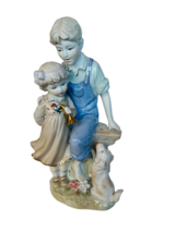 Victorian Sculpture Statue Antique vtg art deco kids dog 14&quot; meissen figurine 10 - £502.61 GBP