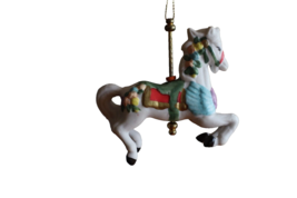 Vintage Ceramic Carousel Horse Christmas Ornament Merry Go Round Floral ... - $12.00