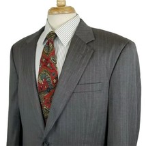 Jos A Bank Mens Pinstripe Suit Coat Jacket 42R Gray 100% Wool Two Button... - $24.99