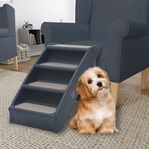 Folding 4-Step Dog Stairs Dark Grey - £34.70 GBP