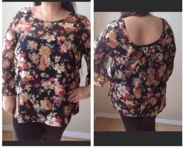 Nolita Womens  Plus Sz Floral Blouse Bow On Back Sz 2X Polyester - £15.54 GBP