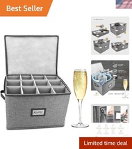 Divided Champagne Flute Storage Organizer with Hardshell Top - Compact &amp;... - $46.00