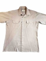 Vintage Oleg Cassini Dress Shirt Men&#39;s Large Short Sleeve Button Check Gray Red - £12.20 GBP
