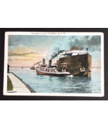 Docking a Lake Freighter Ship Tugboat Erie Pennsylvania Postcard c1920s ... - £6.24 GBP