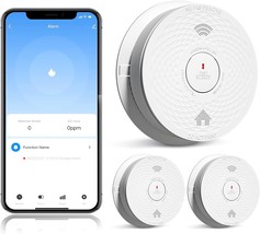 Smart Smoke And Carbon Monoxide Detector Combo, 2 In 1 Wifi 2.4G Fire, 3 Pack - £97.14 GBP