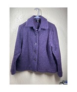 Eileen Fisher Women&#39;s Textured Wool Jacket Medium Dark Purple Button Fro... - $53.90 CAD