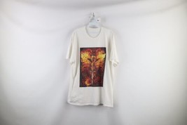 Vintage 90s Streetwear Mens Large Fire Flames Dragon Short Sleeve T-Shirt White - £31.60 GBP