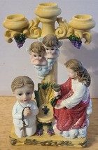 Jesus Christ Baby Angel Cherub Boy Cross Religious Figurine Candle Holder - £15.56 GBP