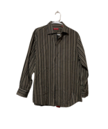 Alfani Mens Button-Up Shirt Black Striped Long Sleeve Point Collar Pocke... - $247.60 MXN