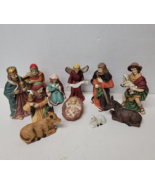 Ceramic Nativity Set Mary Joseph Wise Men Shepherd Camel Cow 11 Piece - $12.87