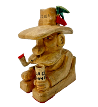 Folk Art Wood Carving WB Kerr Clyde Hog Hollow Cowboy Smoking Jack Daniels - £153.77 GBP