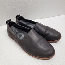 Sorel Ella Flats Women&#39;s 7 Black Leather Slip On Round Toe Casual Loafer - $25.16