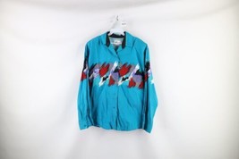 Vtg 90s Streetwear Womens L Distressed Rainbow Western Rodeo Button Shirt USA - £31.61 GBP