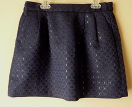 Frenchie Navy Blue mini Skirt Geometric design Size S - £11.52 GBP