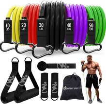 Resistance Bands Set Exercise Bands with Handles Door Anchor Legs Ankle Straps C - £40.57 GBP