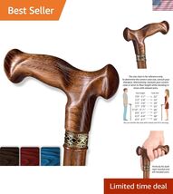 Handmade 35 Inch Walking Stick with Rubber Base - Comfort &amp; Style Combined - $128.88
