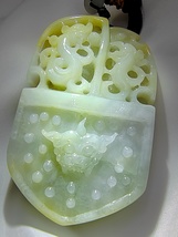 Icy Ice White &amp; Yellow Natural Burma Jadeite Jade Dragon Pendant # 335 carat # - £965.13 GBP