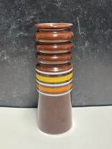 Vtg Bitossi Fascie Colorate 12&quot; Tall Vase Aldo Londi Brown Stripes Paper... - £112.55 GBP