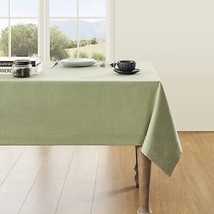Basic Green Table Cloth Farmhouse Faux Linen Rectangle Tablecloths 60 x 84 Inch  - £40.15 GBP