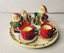 1993 Miniature Mini Tea Pot Set Santa Claus 10Pc Novelty Resin  - £22.16 GBP