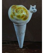 Ceramic Snail Plant Water Spike Feeder Aid Vintage Glazed Yellow - $23.20