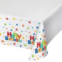 Happy Birthday Table Cover Multicolor Events Decoration Unisex Adults Kids - £12.61 GBP