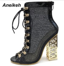 New Summer Sandal Sexy Golden Bling Gladiator Sandals Women Pumps Shoes Lace-Up  - £45.24 GBP