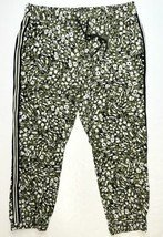 Liverpool Easy Fit Cropped Jogger Pant XL Green Animal Print Side Stripe Pull On - £15.79 GBP
