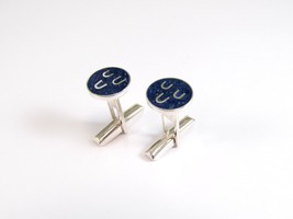 Sterling Silver Cufflinks - Blue Circles Lapis Inlay - £74.34 GBP