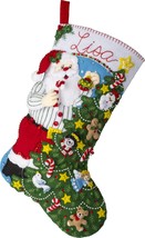Bucilla Felt Stocking Applique Kit 18&quot; Long-Trimming The Tree Santa - £30.28 GBP