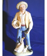 Vintage Homco Porcelain Figurine  &quot;Farmer Feeding Geese&quot;   8&quot; Tall   #14... - $13.05