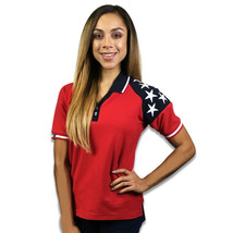 LADIES CLOSE OUT PATRIOTIC POLOS USA LIQUIDATION LOT 4TH of JULY FLAG SHIRT - £10.39 GBP