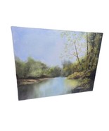 Original Art Painting Canvas Landscape Arkansas River Woods Soft Colors ... - $664.39 MXN