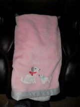 Carter&#39;s Baby Blanket Pink/Gray Puppy Dog Adorable Blanket 39 X 29 1/2 EUC - £16.05 GBP