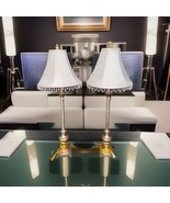 Vintage Pair Table Lamps Faux Marble Stone Gold Beige Crackle 1990s - $1,016.10 MXN