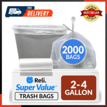 SuperValue 2-4 Gallon Trash Bags | 2000 Count Bulk | Small | Clear Multi-Use - £45.85 GBP