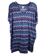 H&amp;M Womens Bat Sleeve Herringbone Blue Beachwear Dress V Neck See Throug... - £10.27 GBP