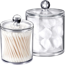 Dispenser Holder Bathroom Vanity Organizer Apothecary Jars Canister Set Cotton  - £9.37 GBP