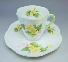 Shelley English Demitasse Dainty Tea Cup Saucer Set Bone China Primrose Yellow  - £35.72 GBP