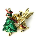 Vtg Angel Pin Costume Jewelry Christmas Tree Lapel - $9.89