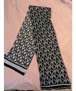 Michael Kors Womens Infinity Loop Scarf Printed Knitted Black Gray Metal... - $40.62 CAD